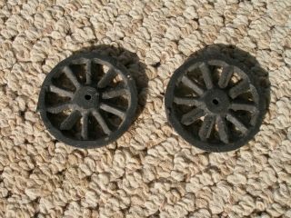 Two (2) Vintage Cast Iron Spoke Wheels for Toy Horse Wagon Cart - 2 inch 2