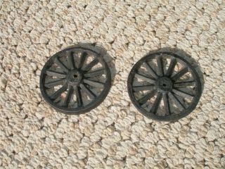 Two (2) Vintage Cast Iron Spoke Wheels For Toy Horse Wagon Cart - 2 1/2 Inch