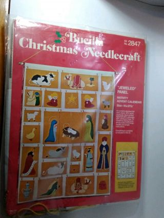 Vintage Bucilla " Nativity " Jeweled Christmas Advent Calendar Kit 2847