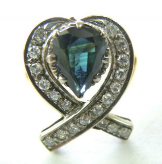 VINTAGE DIAMOND AND PEAR SHAPED SAPPHIRE RING 18CT & PLATINUM SIZE ' N ' 