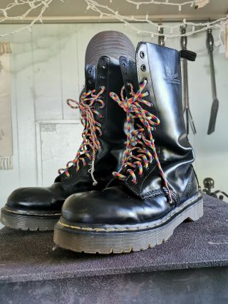 Vintage Black Doc Marten Platform Boots Us Size W 9 Or M 11