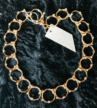 Vintage Henkel & Grosse For Dior Swarowski Crystals Gp Rings Necklace.  Nos