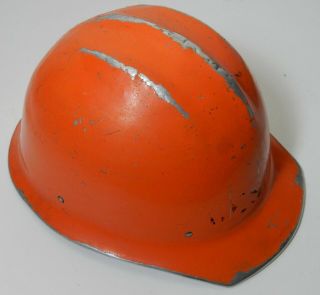 Vintage Silver Aluminum Painted Orange Bullard 502 Hard Hat Ironworker