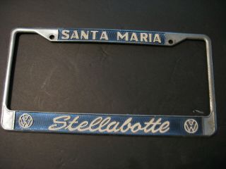 Vintage Metal License Plate Frame Volkswagon Stellabotte Santa Maria Calif