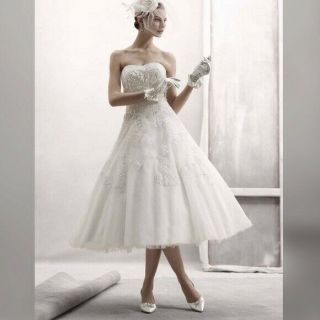 Tea Length Oleg Cassini Wedding Dress - Vintage Style Cpk 437