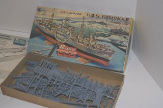 Rare 1959 Vintage Renwal Blueprint Model Kit - Uss Seminole - Unassembled W/ Box