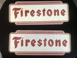 Vintage Set Of Metal Firestone Tire Rack Signs.
