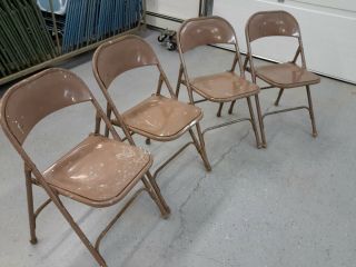 4 Vintage Samson Steel Folding Chairs Shwayder Bros Commercial Retro Mid Century
