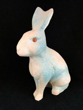 Vintage Large Paper Mache Easter Bunny Rabbit 10 1/2 " Drake Glass Eyes