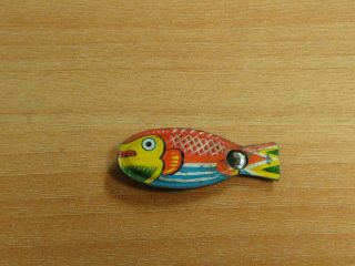 Vintage Tin Litho Fish Shaped Whistle Japan