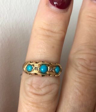 Art Noveau Turquoise & Diamond Ring