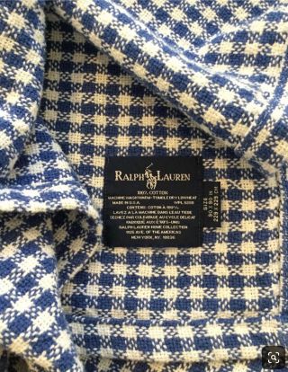 Vintage Ralph Lauren Gingham Cotton Blanket Full Queen Bedding Cottage Coastal