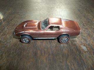 Vintage 1968 Hot Wheels Red Line Custom Corvette Brown Toy Model