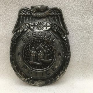 Vintage Toy Metal Badge Special Police 3.  25 " By 2.  5 "