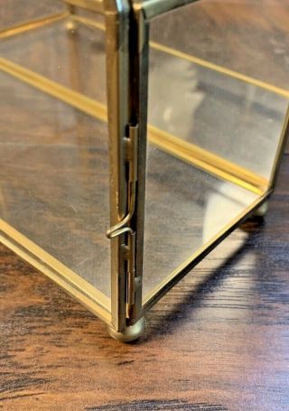 Vintage Brass Glass Mirrored Display Case Table Top Wall Shelf Cabinet 9.  25 