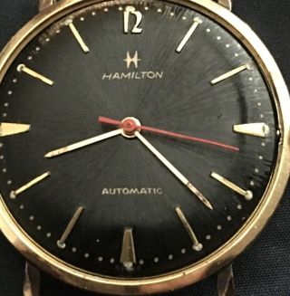 Vintage Hamilton 17j Automatic Wrist Watch Running Black Dial