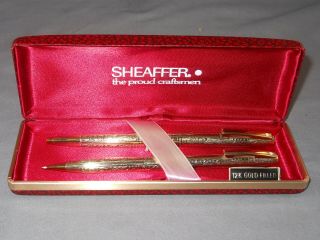 Sheaffer Vintage 12k G.  F.  Ball Pen And Pencil Set - - Grapevine Pattern