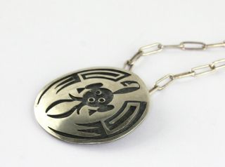 VTG Hopi Sterling Silver Overlay Mudhead Kachina Signed Handmade Chain Necklace 4