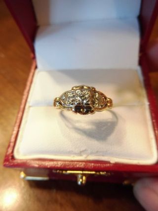 Antique Art Deco 14k Yellow White Gold Diamond Engagement Ring Size 7.  75 (748)
