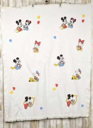 Vintage Dundee Baby Crib Blanket Disney Babies Mickey Mouse 40” X 45” 1980s