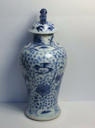 19th C Qing Antique Chinese Blue & White Lidded Vase as seen 4