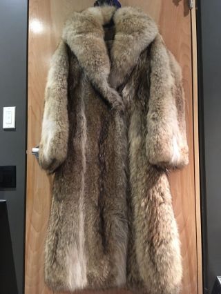 Brown / Silver Fox Fur Full Length Vintage Women’s Fur Coat