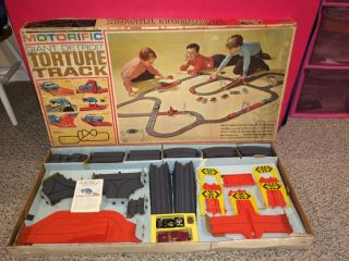 Vintage 1960s 1965 Motorific Giant Detroit Torture Track Set,  Box,  Thunderbird Car