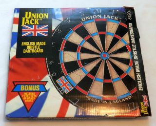 Vintage Union Jack Dartboard Dart Board Made In England Classic