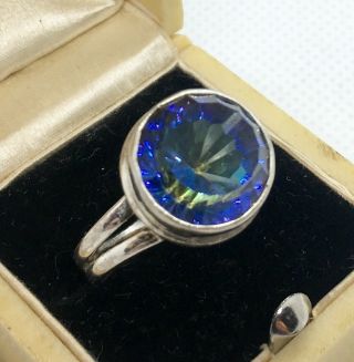 5ct Color Change Alexandrite & Sterling Silver Ring Modernist Vintage Jewelry 2