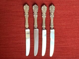 Set Of Four (4) Reed & Barton Sterling Silver Francis Dinner Knives - No Mono