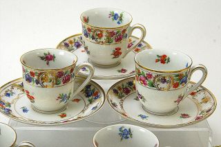 Gorgeous 12 Pc Dresden Cups & Saucers (2)