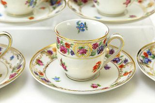 GORGEOUS 12 PC DRESDEN CUPS & SAUCERS (2) 2