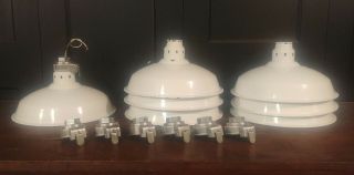 Vintage White Porcelain Enamel Light Fixture 14 