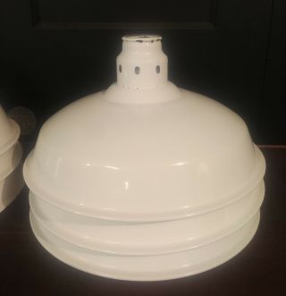 Vintage White Porcelain Enamel Light Fixture 14 