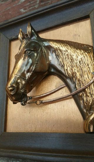 PAIR Set MCM Vintage Copper Framed 3D Horse Head Raised Relief Wall Sculpture 5