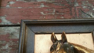 PAIR Set MCM Vintage Copper Framed 3D Horse Head Raised Relief Wall Sculpture 6