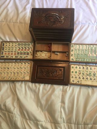 1920s Antique Bone And Bamboo Mahjong Set