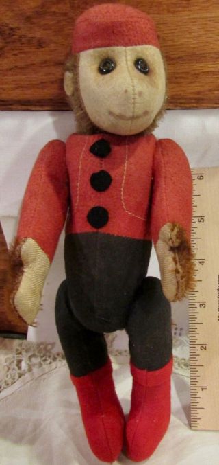 Antique 9 " Schuco Fully Jointed Yes No Monkey W/glass Eyes