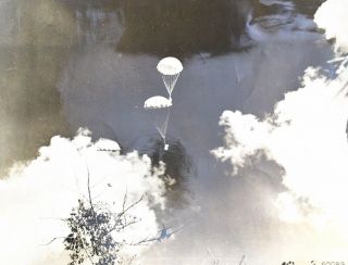Wwii Army Air Force Photo 8 X 10 Parachuting From Douglas C - 47 Burma