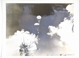 WWII Army Air Force Photo 8 x 10 Parachuting From Douglas C - 47 Burma 2