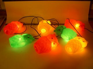 Vintage Retro NOMA Owl Party Lites String 7 Camping Rv Patio Blow Mold Lights 3