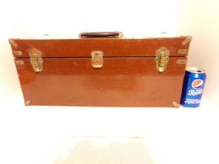 Vintage Wooden Abercrombie & Fitch Fishing Tackle Box Mahogany Wood Key