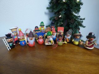 Vintage Steinbach Wooden Figurines Collectible Christmas Ornaments Circa 1983