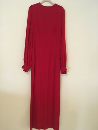 Vintage Galanos Full Length Elegant Red Silk Dress Xxs