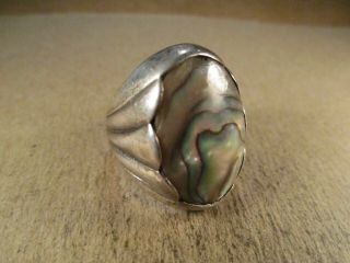 Vtg Sterling Silver & Abalone Ring,  Bell Trading Post,  Size 9.  5,  20.  1g