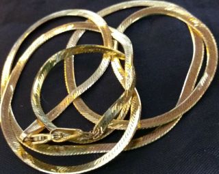 Vintage 14k Solid Gold 19 " Chain Necklace Italian Herringbone 2mm 4g