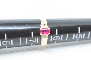 Vintage 14k solid yellow gold ruby diamond ring - Size 6.  5 8