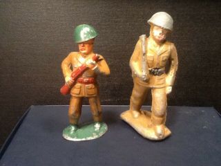 2 Vintage Barclay Soldiers.  3.  25 " & 3.  5 " Tall.