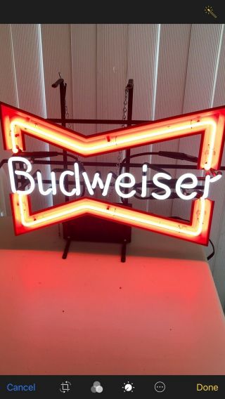 Large Vintage 1991 Budweiser Beer Bow Tie Neon Light Lighted Sign Bowtie 2