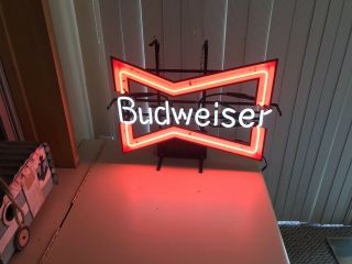 Large Vintage 1991 Budweiser Beer Bow Tie Neon Light Lighted Sign Bowtie 6